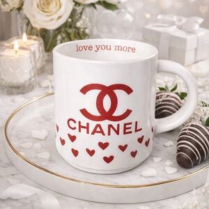 CHANEL White Mug with Red Accents